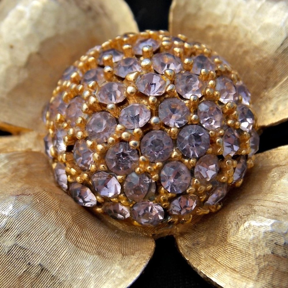 Authentic Hobe, Vintage Gold Dogwood Flower brooch
